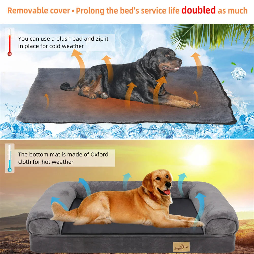 BORWART Calming Orthopedic Memory Foam Dog Bed With Removable Waterproof Cover