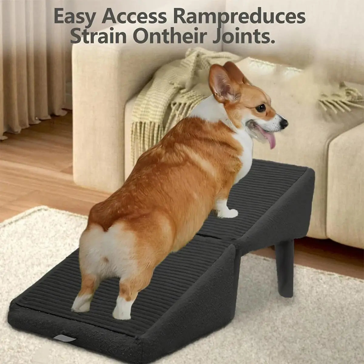 Foldable 2-In-1 Dog Ramp Stairs Non Slip for Small Pets