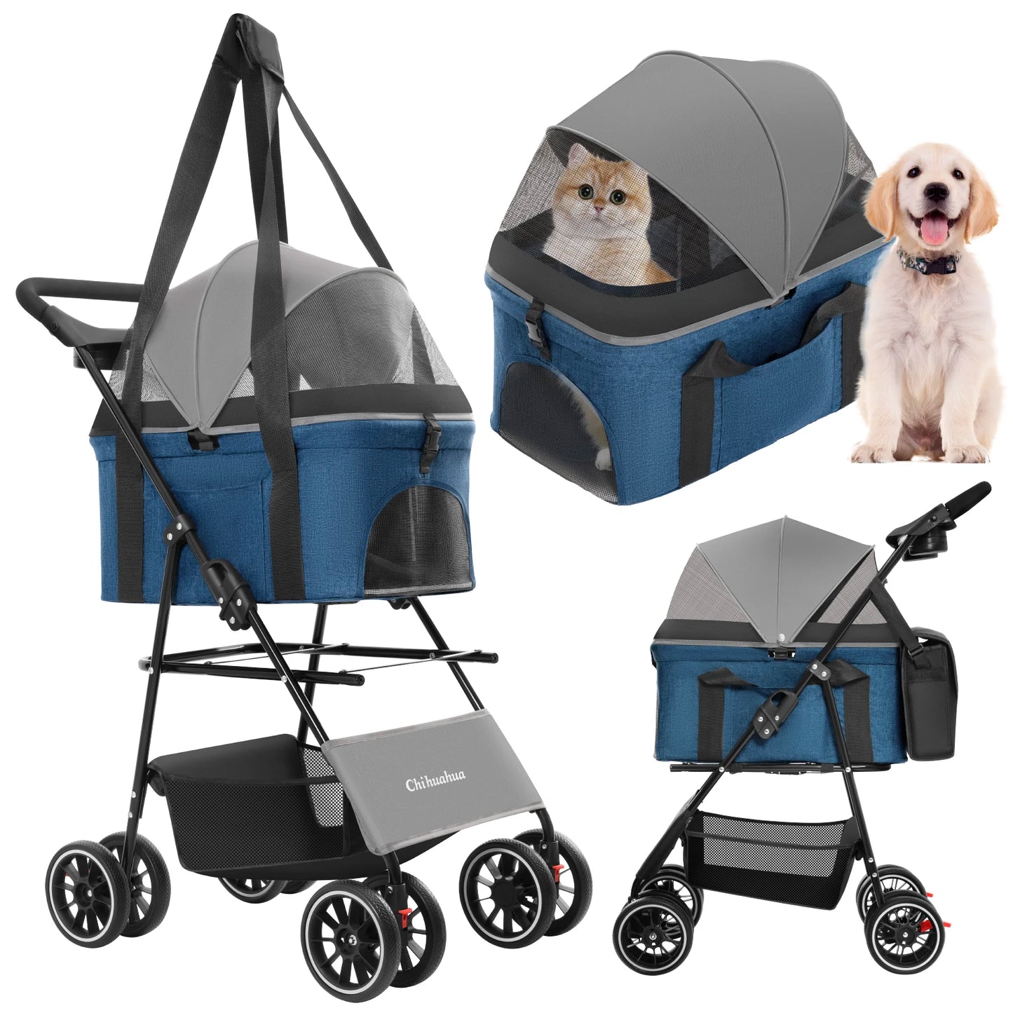 Chihuahua Three In One Pet Stroller For Dogs And Cats