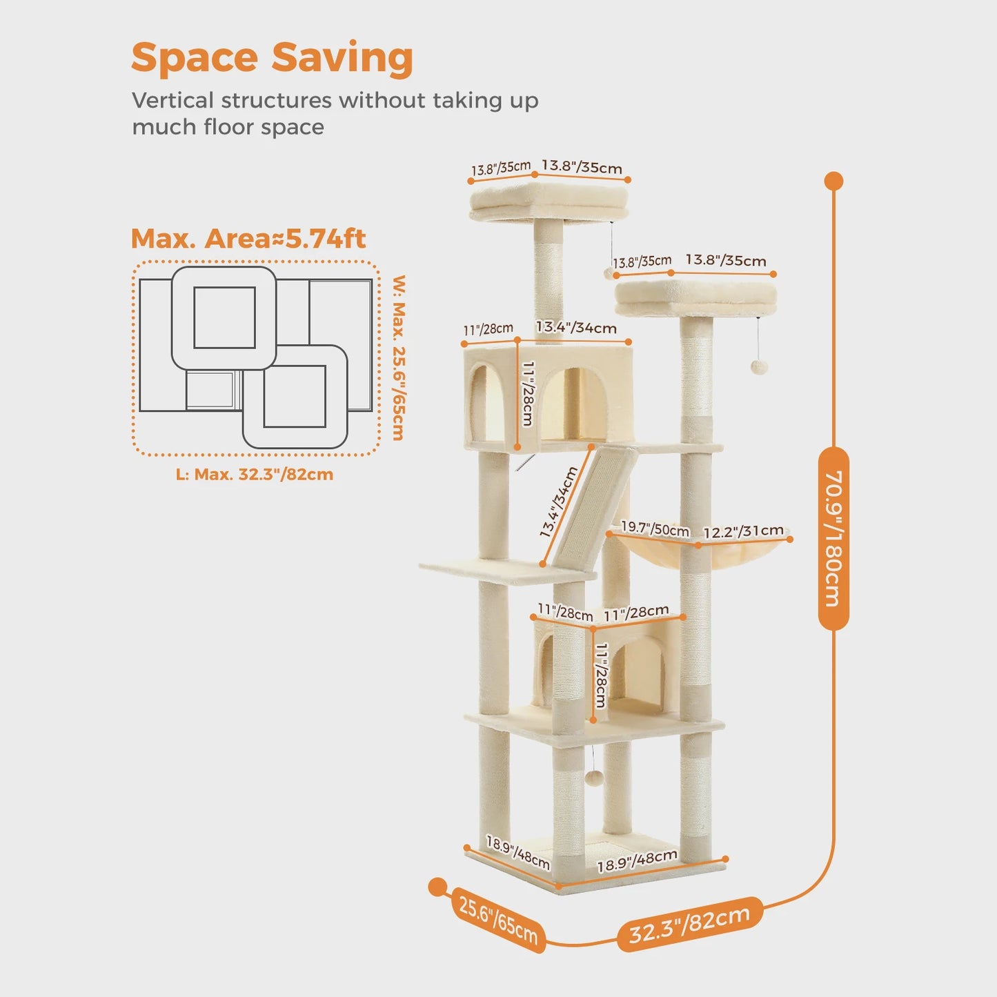 PAWZ Road Multi Level Cat Tree Tower For Indoor Cats