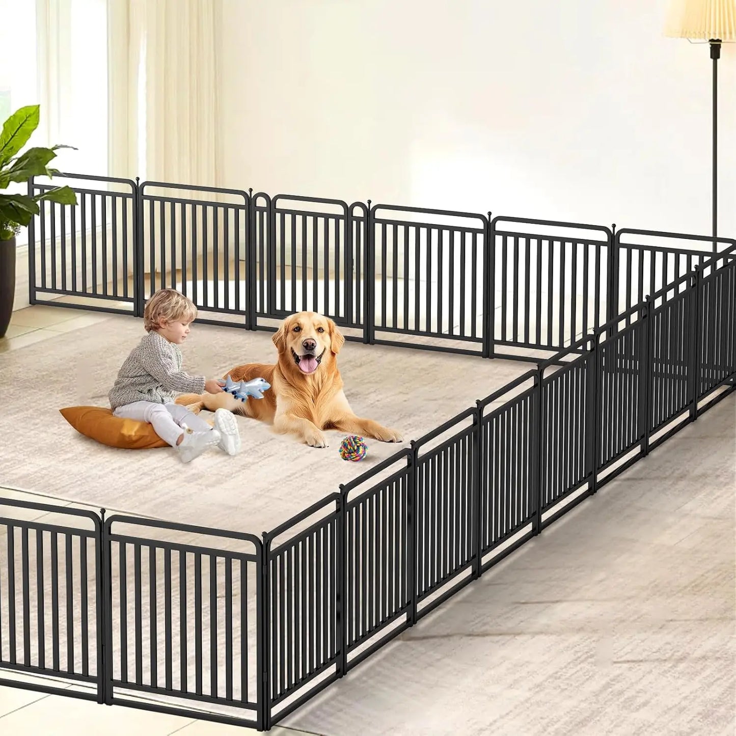 NONEDog Door Foldable Metal Dog Playpen With Durable Outdoor Fence