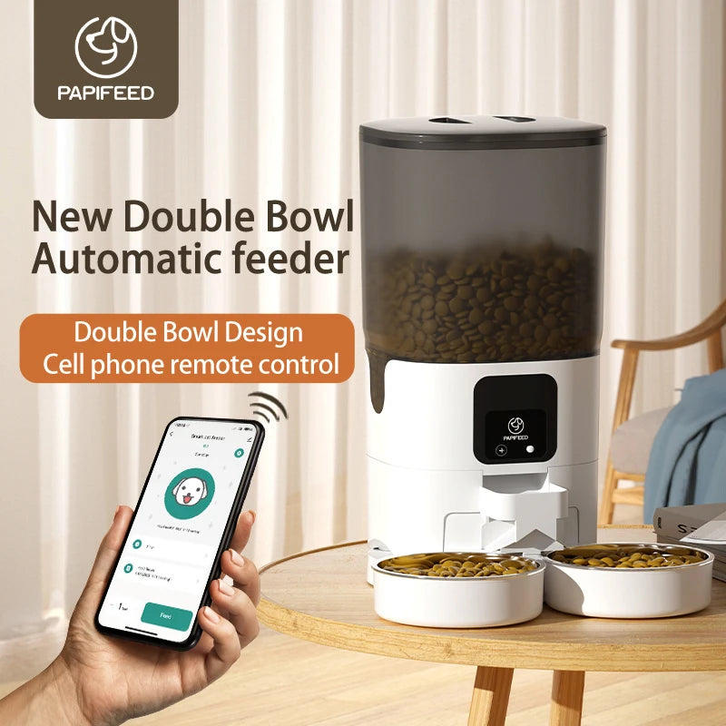PAPIFEED Smart Double Bowl Automatic Pet Feeder With WiFi