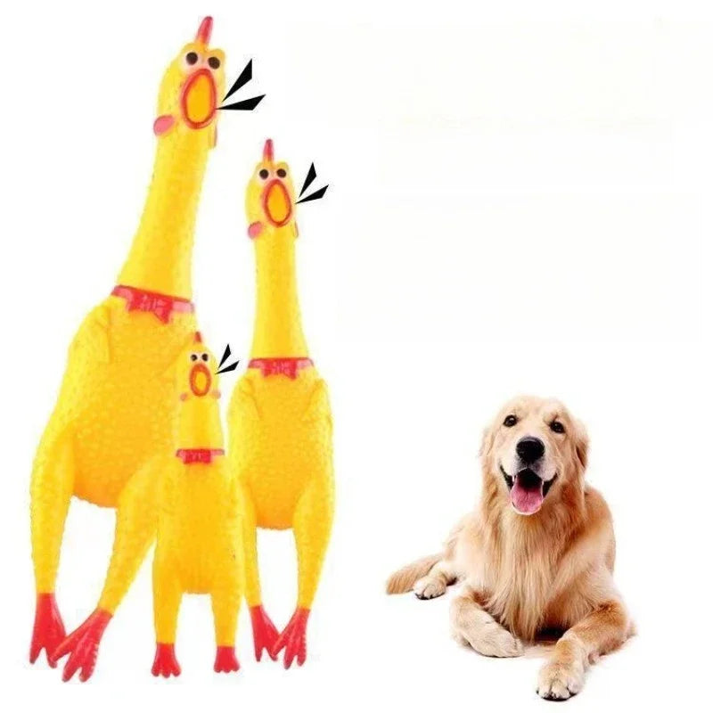 DKSTINYE Squeaky Chicken Dog Toy Squeaker Chew Rubber
