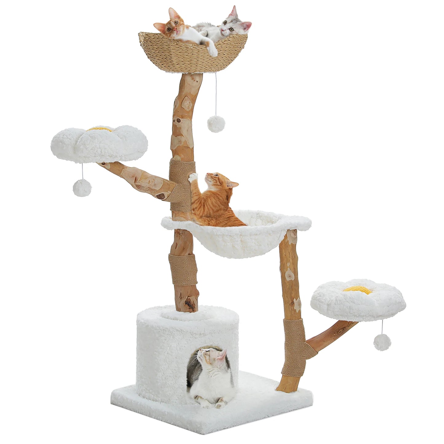 PAWZ Road Large Cat Tree Tower With Sisal Scratching Post And Wicker Basket Bed