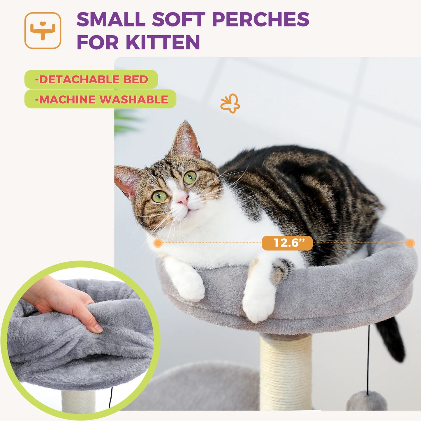 PAWZ Road Small Cat Tree With Self Groomer And Condo