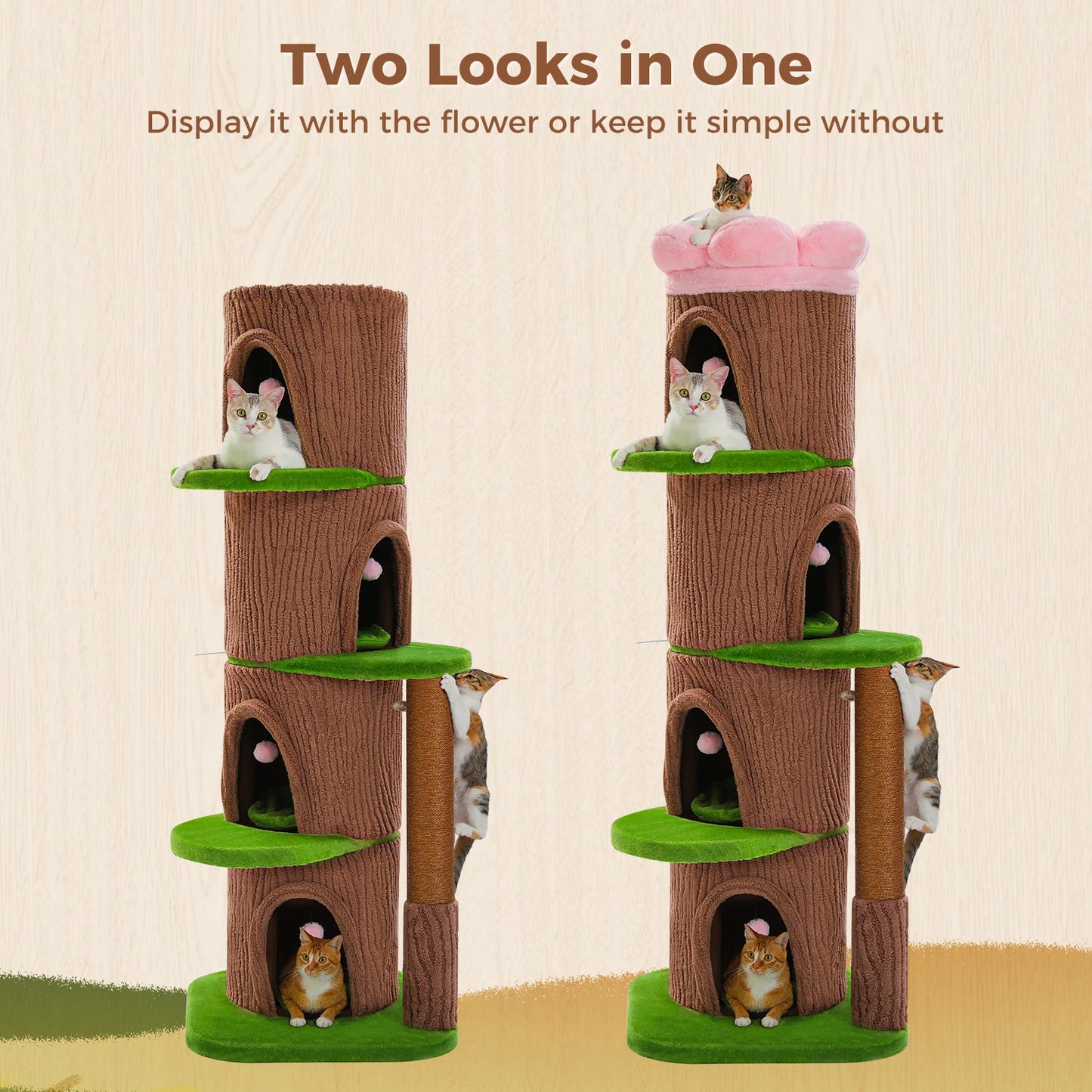 PAWZ Road Large Cat Tree Tower With 4 Condos And Scratching Posts