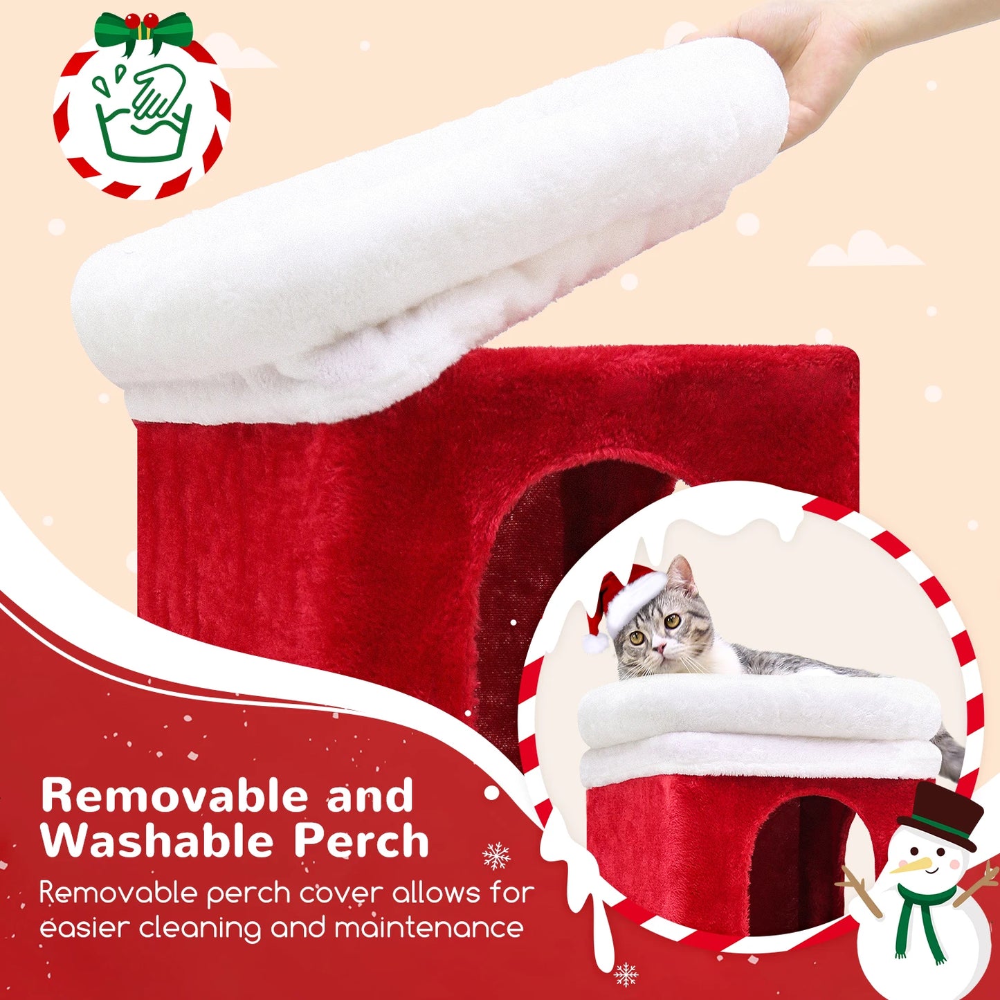 NONECN Christmas Cat Tree With Scratching Post For Indoor Cats