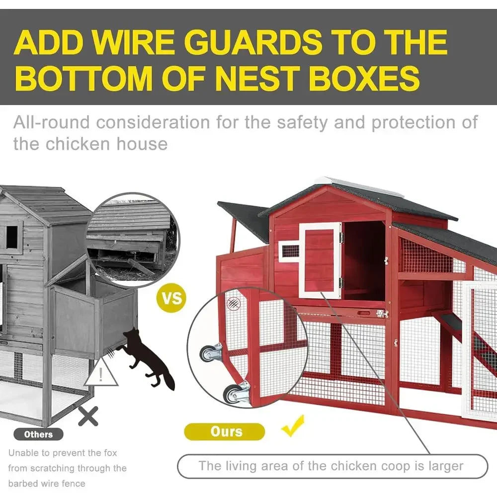 Wheeled Wooden Chicken Tractor With Waterproof Hen House Poultry Run