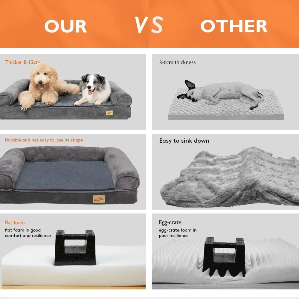 BORWART Calming Orthopedic Memory Foam Dog Bed With Removable Waterproof Cover