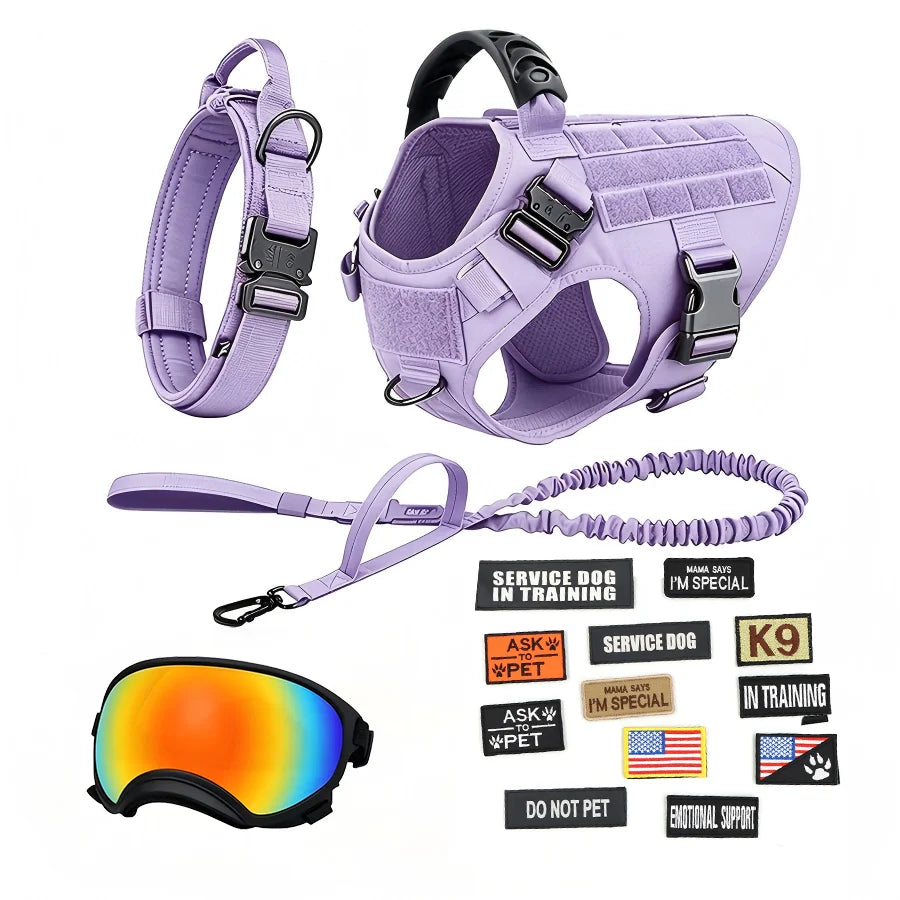Tactical Dog Harness Vest With Leash And Velcro Patches Sunglasses