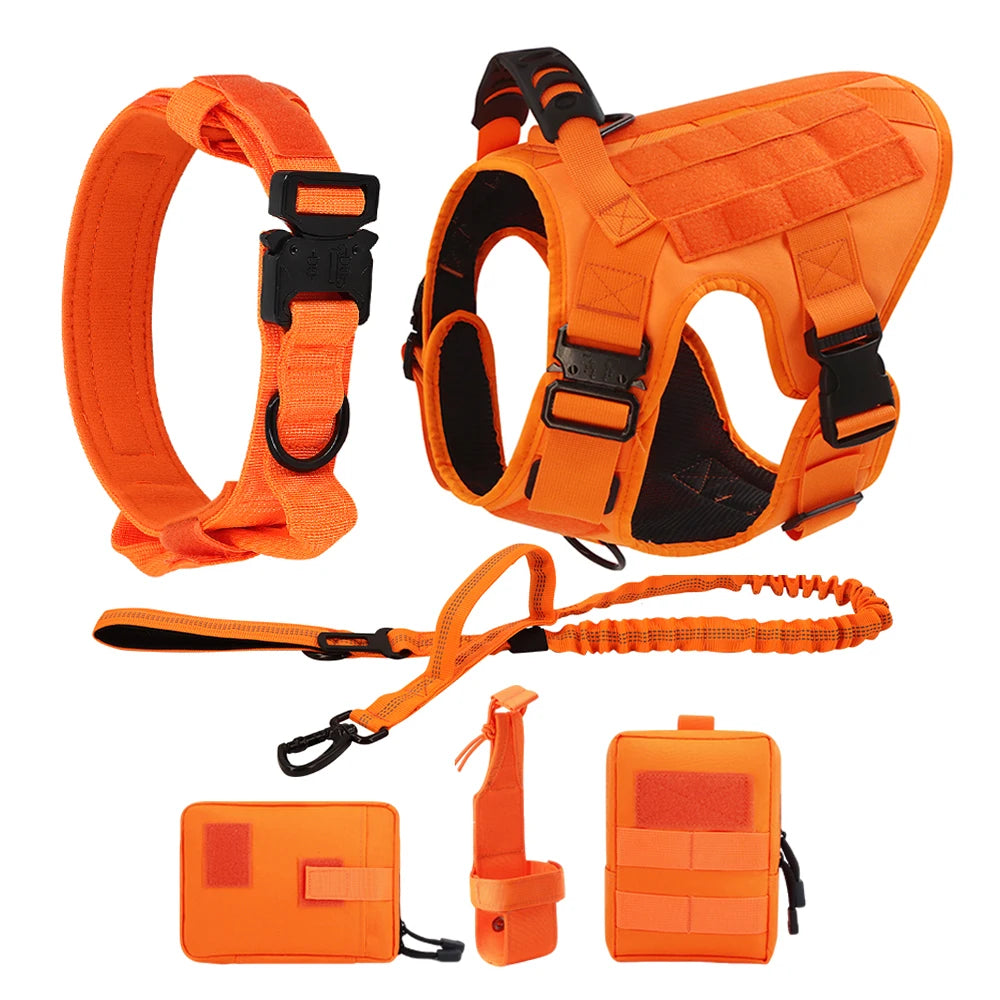 Military Style Padded Nylon Dog Harness With Quick Release Buckle