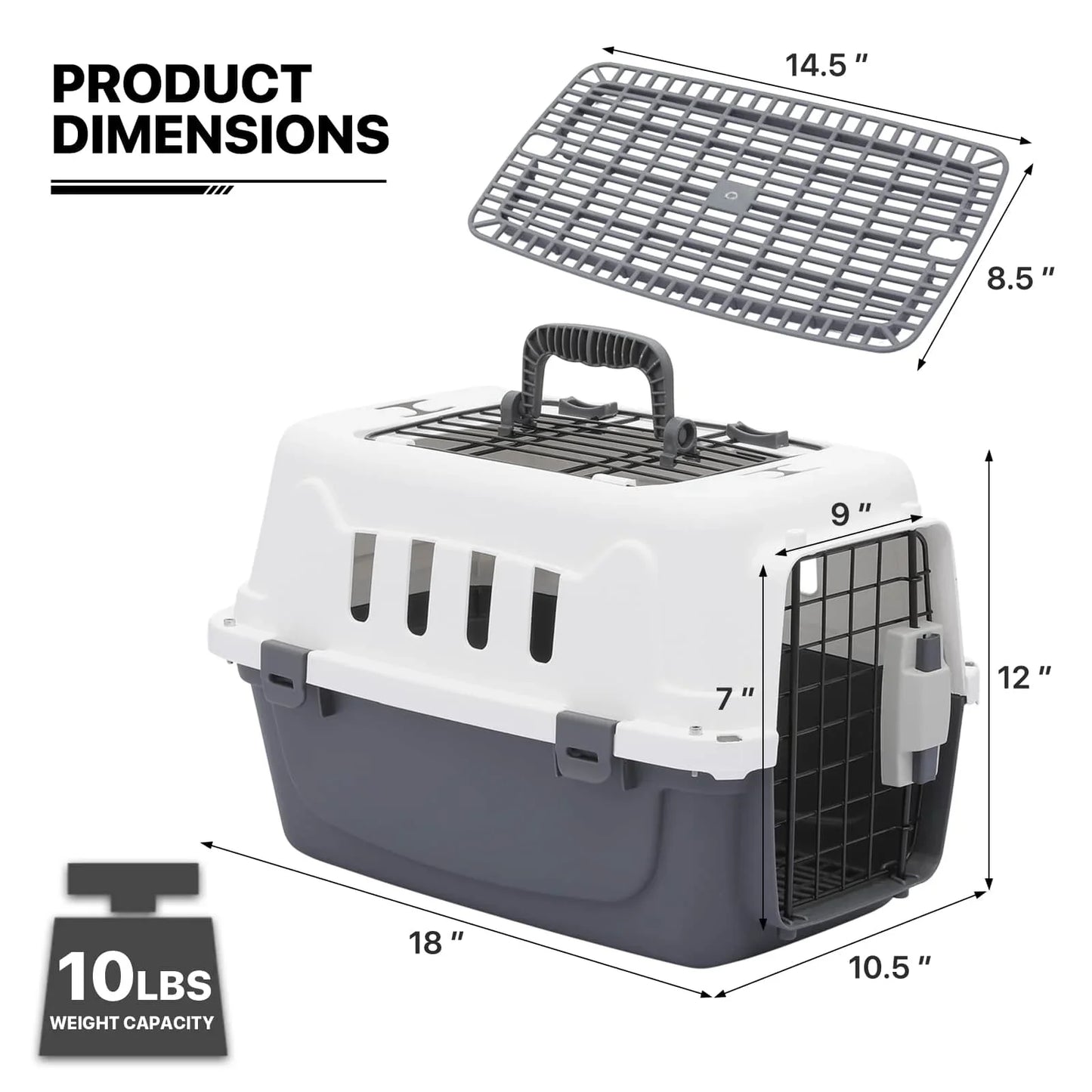 MoNiBloom 2-Door Cat Dog Carrier With Ventilation And Lock
