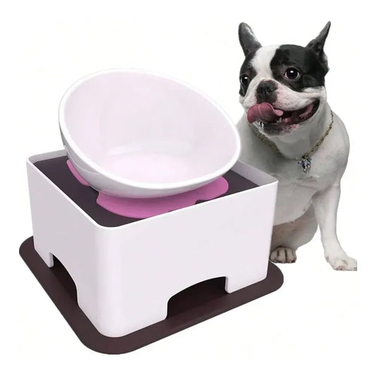 Universal Wide Mouth Tilted Dog Feeding Bowl With Anti Skid