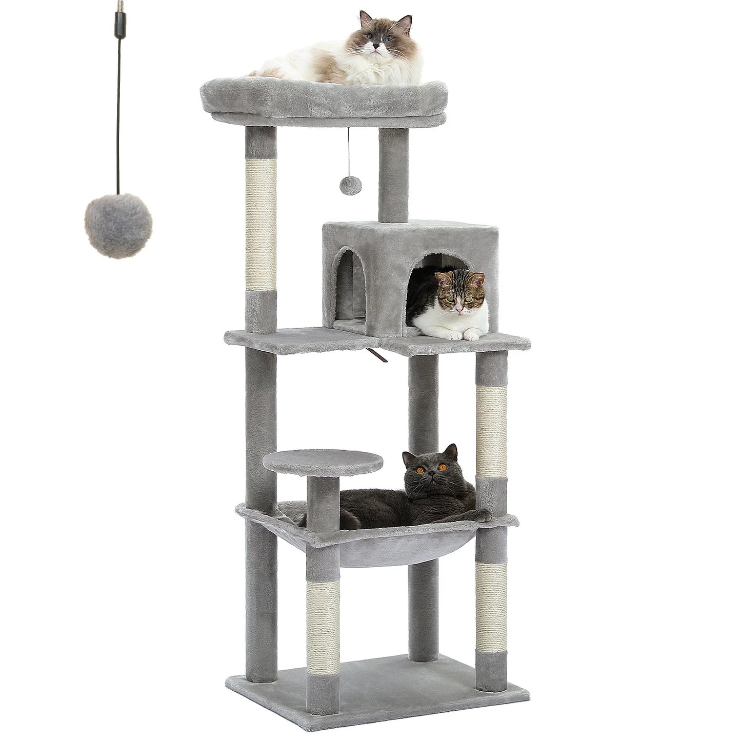PAWZ Road 5-Level Cat Tree Tower For Indoor Cats With Cozy Condo And Hammock