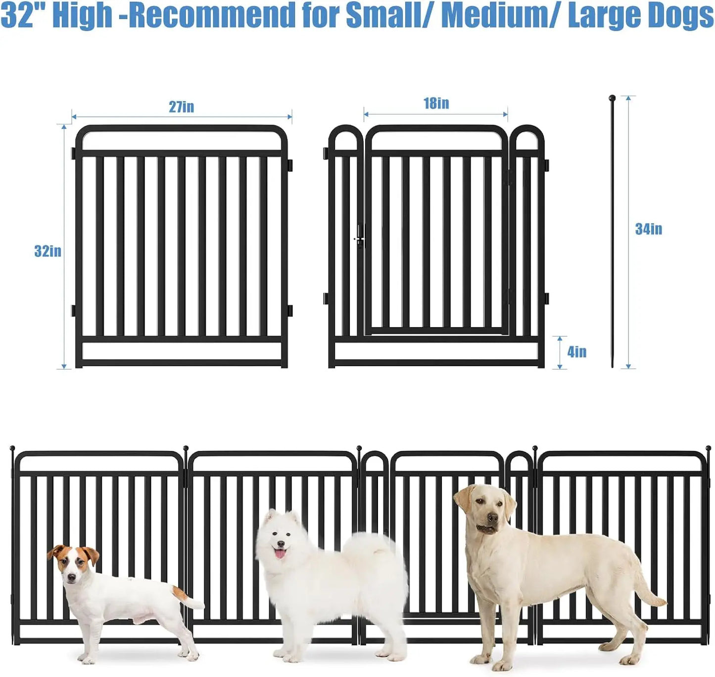 NONEDog Door Foldable Metal Dog Playpen With Durable Outdoor Fence