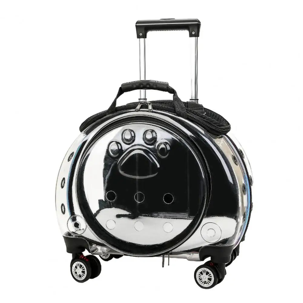 Transparent Pet Travel Carrier Trolley Case With Silent Wheels