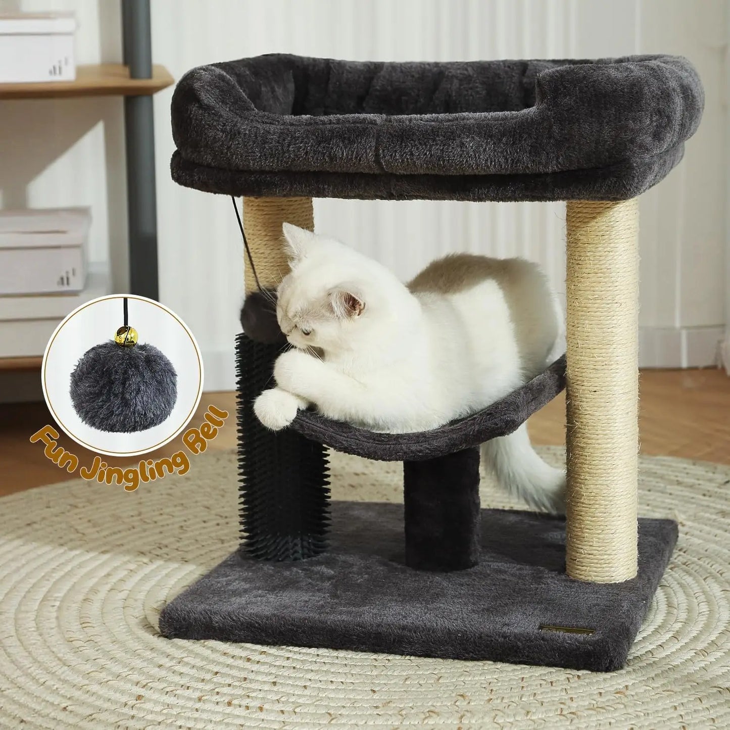 OEINGCN Cat Tree Tower With Scratching Post And Plush Bed