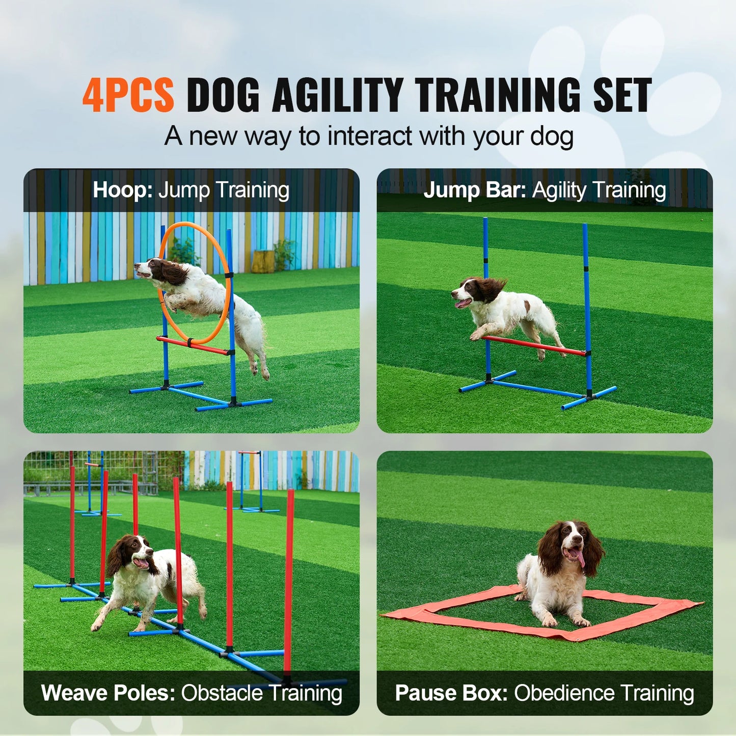 SucceBuy Dog Agility Equipment Set With Adjustable Hurdles And Poles