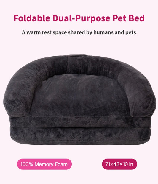 Dual Use Pet Bed Foldable Cozy Cuddler for Shared Rest