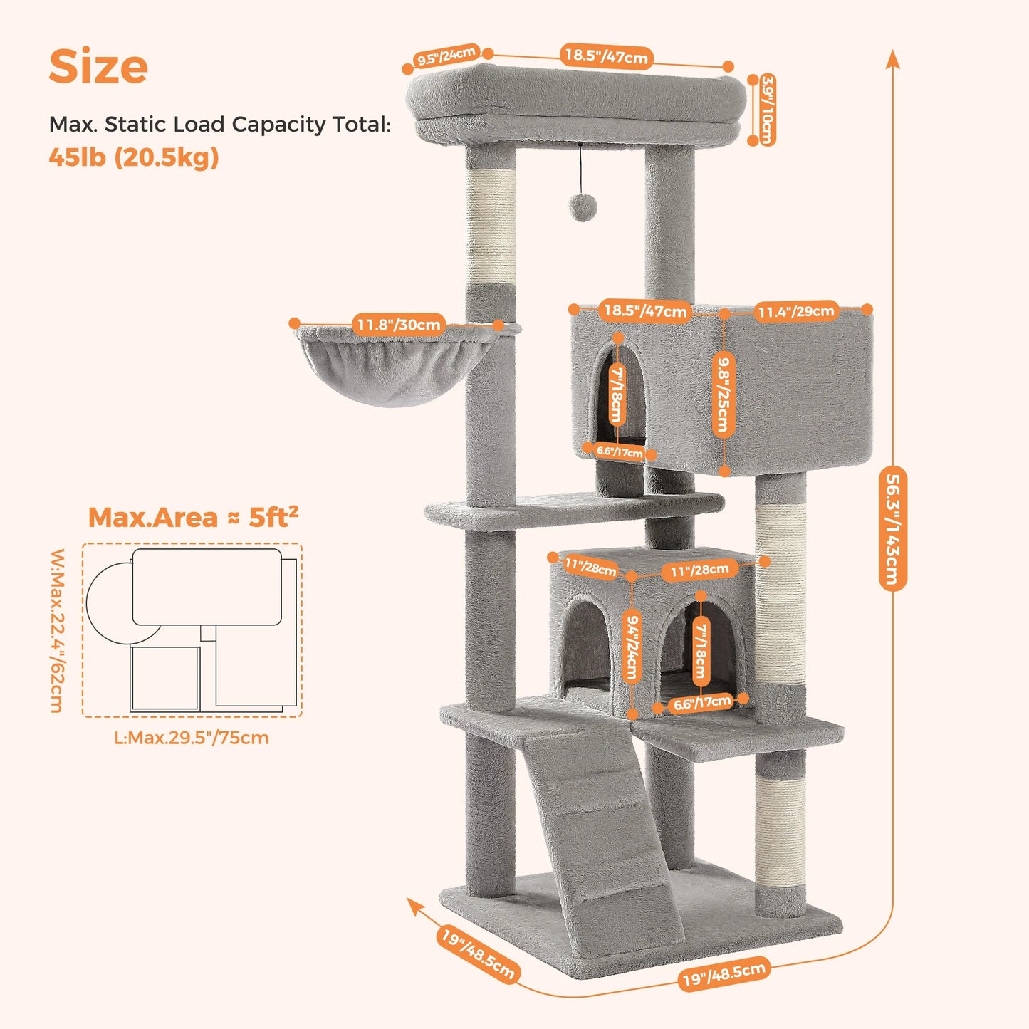 PAWZ Road Cat Tree With Plush Perch And Sisal Posts
