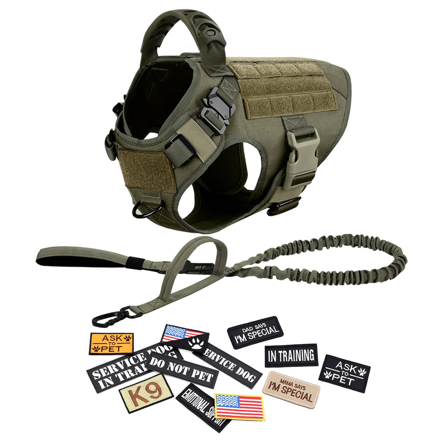PETRAVELCN Military Dog Harness Vest Set With Patches For Malinois