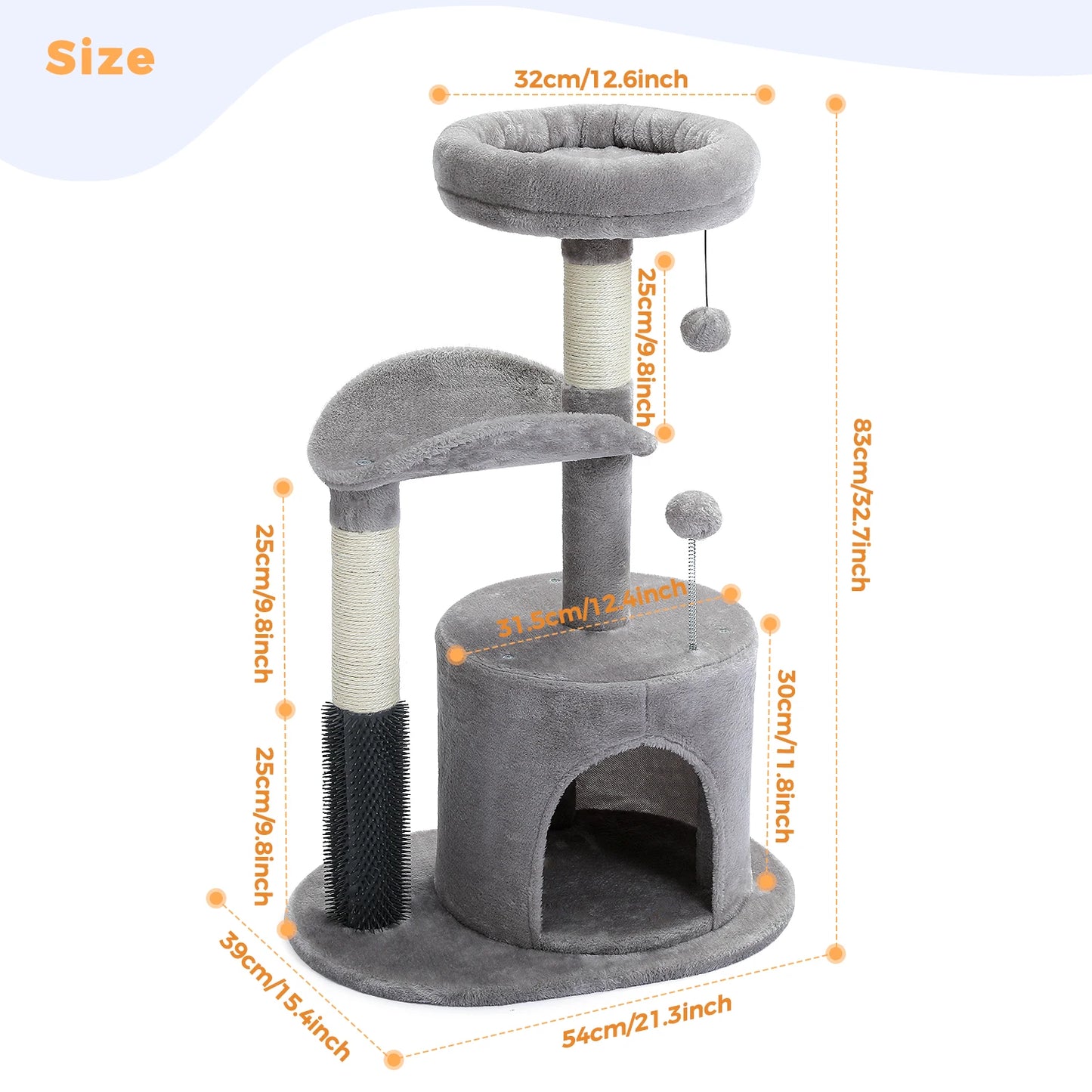 PAWZ Road Small Cat Tree With Self Groomer And Condo