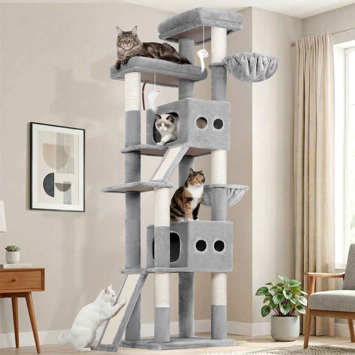 GLOBLAZER Heavy Duty Multi-Level Cat Tree With Sisal Scratching Posts