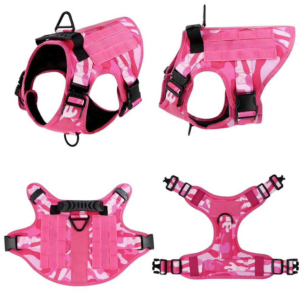 Military Style Padded Nylon Dog Harness With Quick Release Buckle