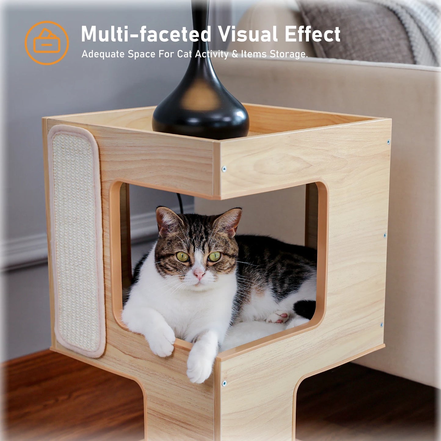 PAWZ Road Wood Cat Condo With Removable Soft Mats Tower