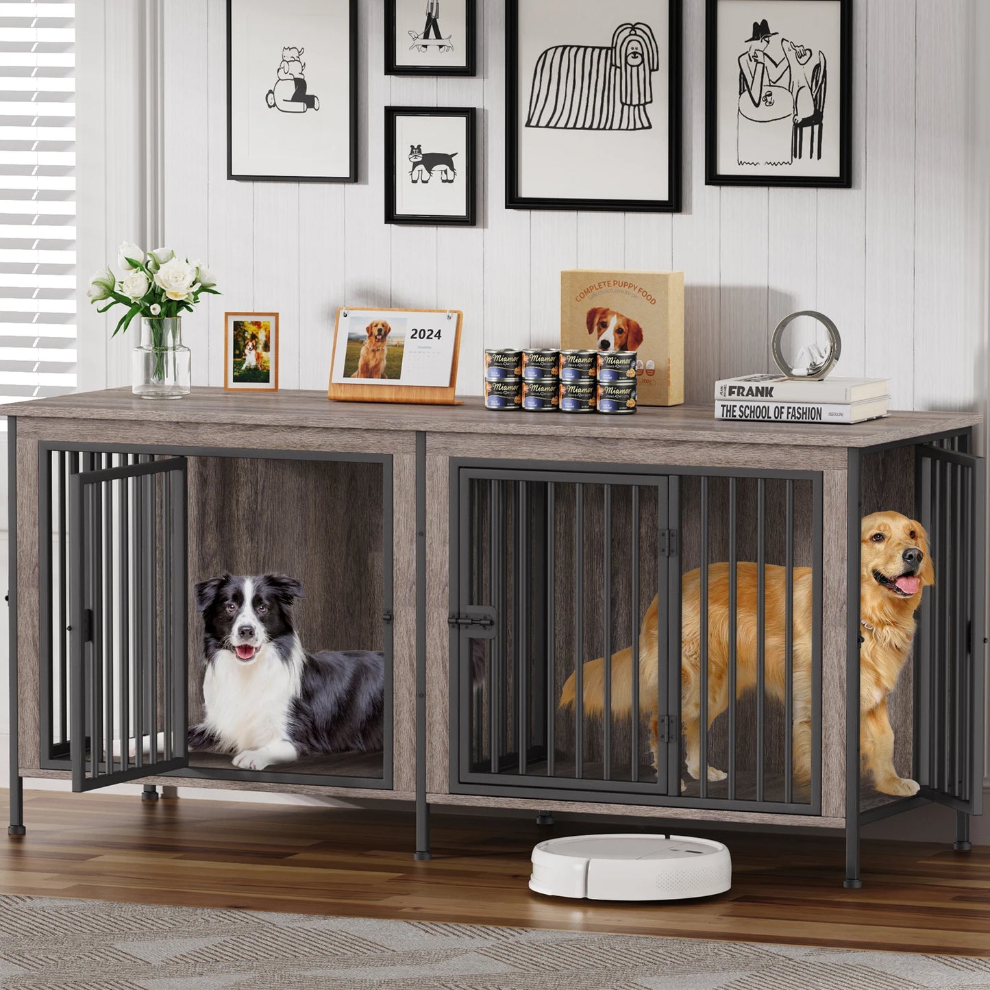 Heavy Duty Dog Crate Furniture Kennel Table For TV Stand