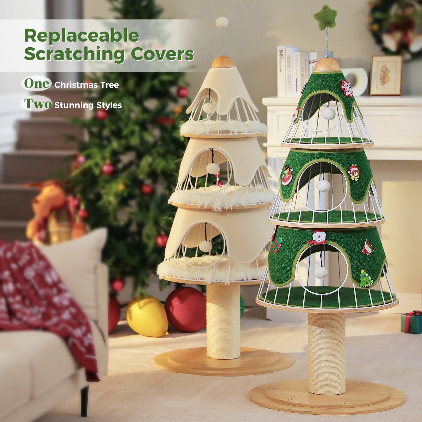 PAWZ Road Christmas Cat Tree Modern Tower With Thick Scratch Post