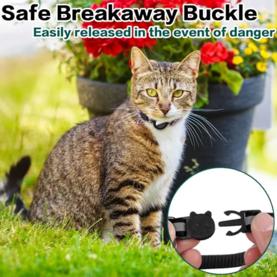AirTag Cat Collar Breakaway Reflective Kitten Collar With Bell Holder