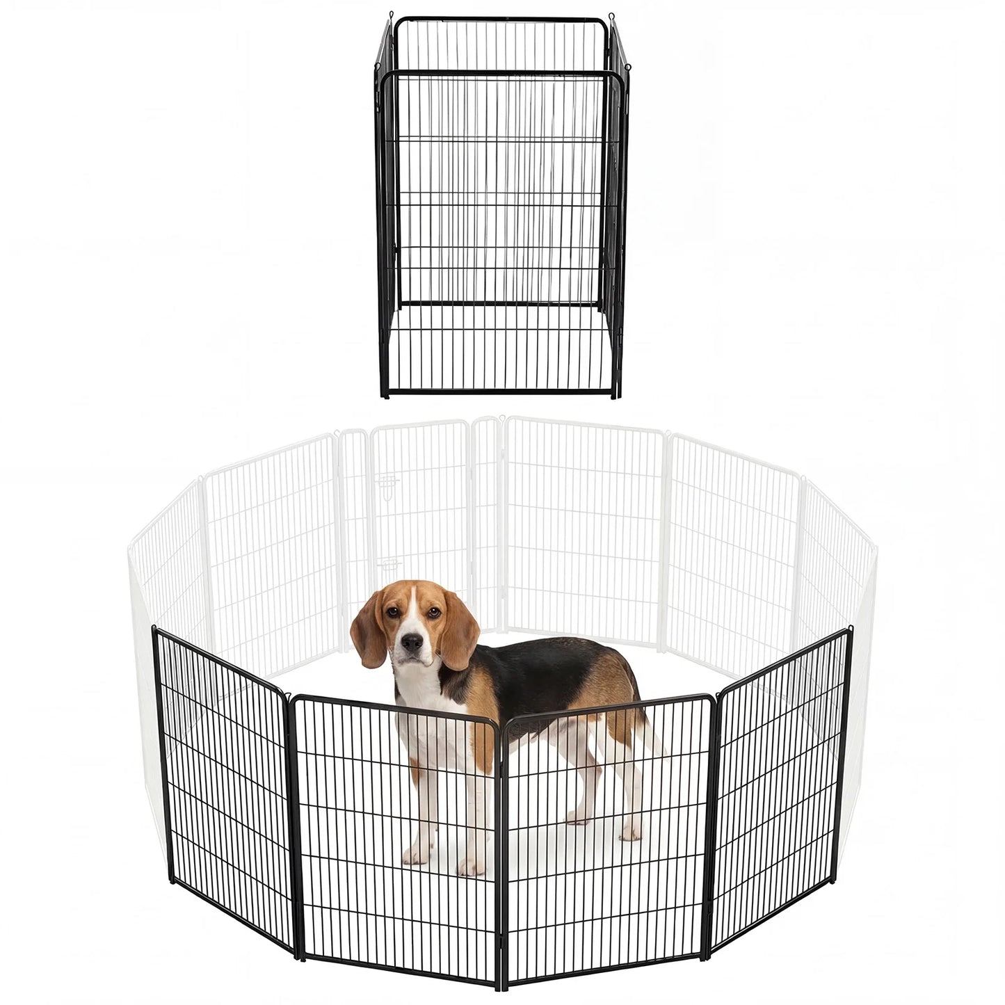 JHK Foldable Metal Dog Playpen 6 Panel Pet Fence Outdoor