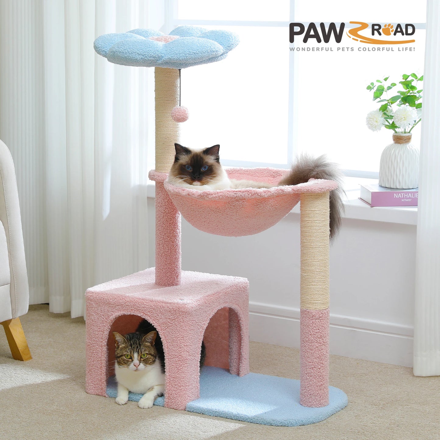 PETEPELACN Flower Cat Tree With Metal Frame Hammock