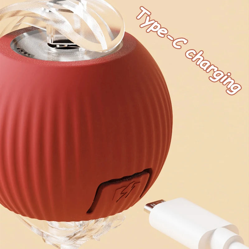 Rechargeable Smart Cat Interactive Rolling Ball Toy With Faux Tail