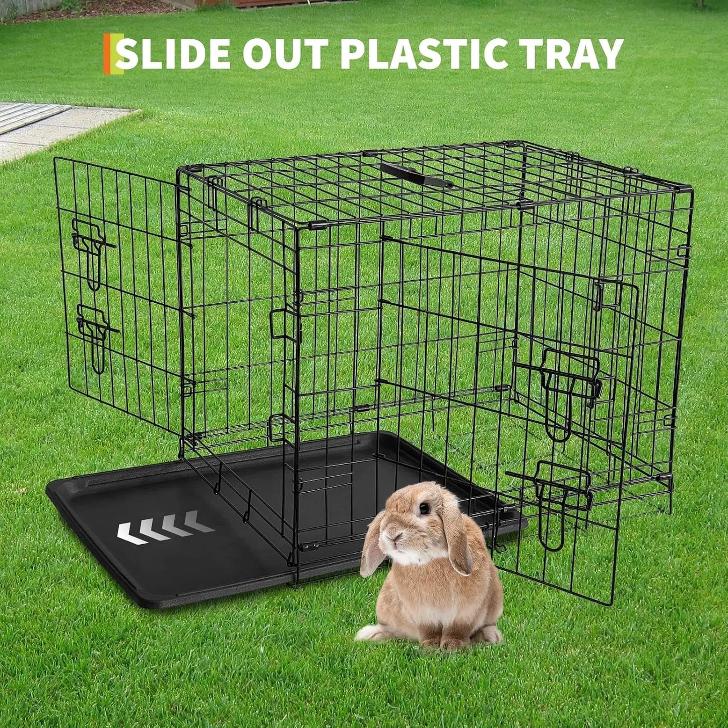 HiMISSCN Rabbit Cage Portable Foldable Carrier With Tray