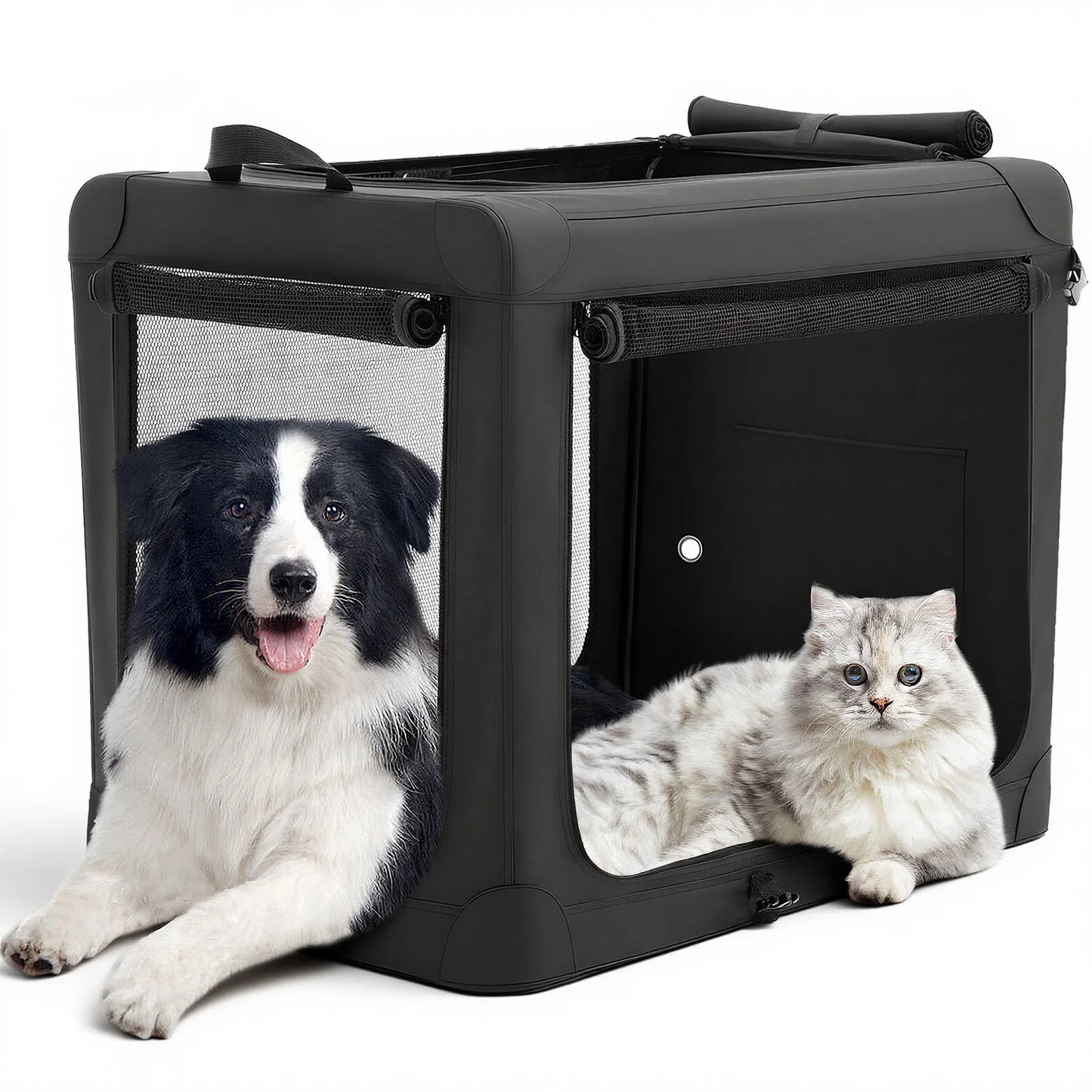 JHK 600D Oxford Foldable Soft Dog Crate with 3 Doors