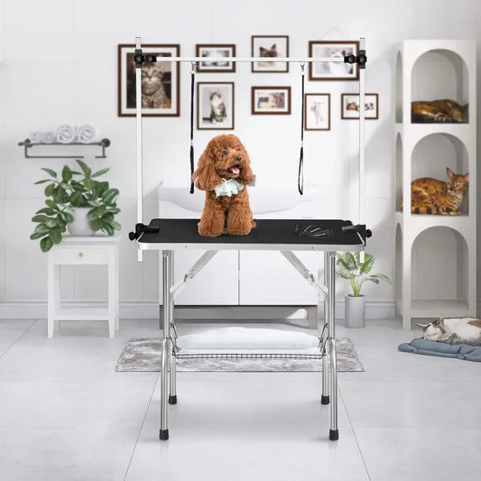 Adjustable Pet Grooming Table With Arm Noose And Mesh Tray