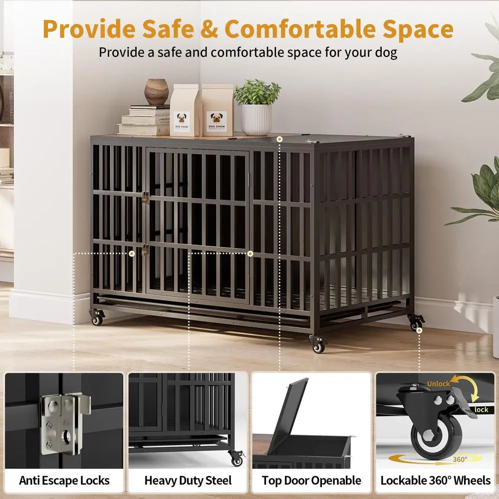 Heavy Duty Wooden Dog Crate Furniture for Large and Medium Breeds