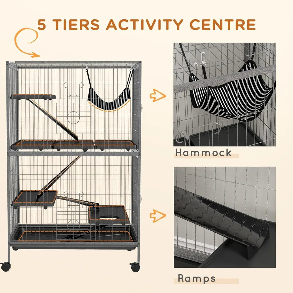 DAFIFY 5 Tier Small Animal Cage With Hammock And Heavy Duty Steel Wire