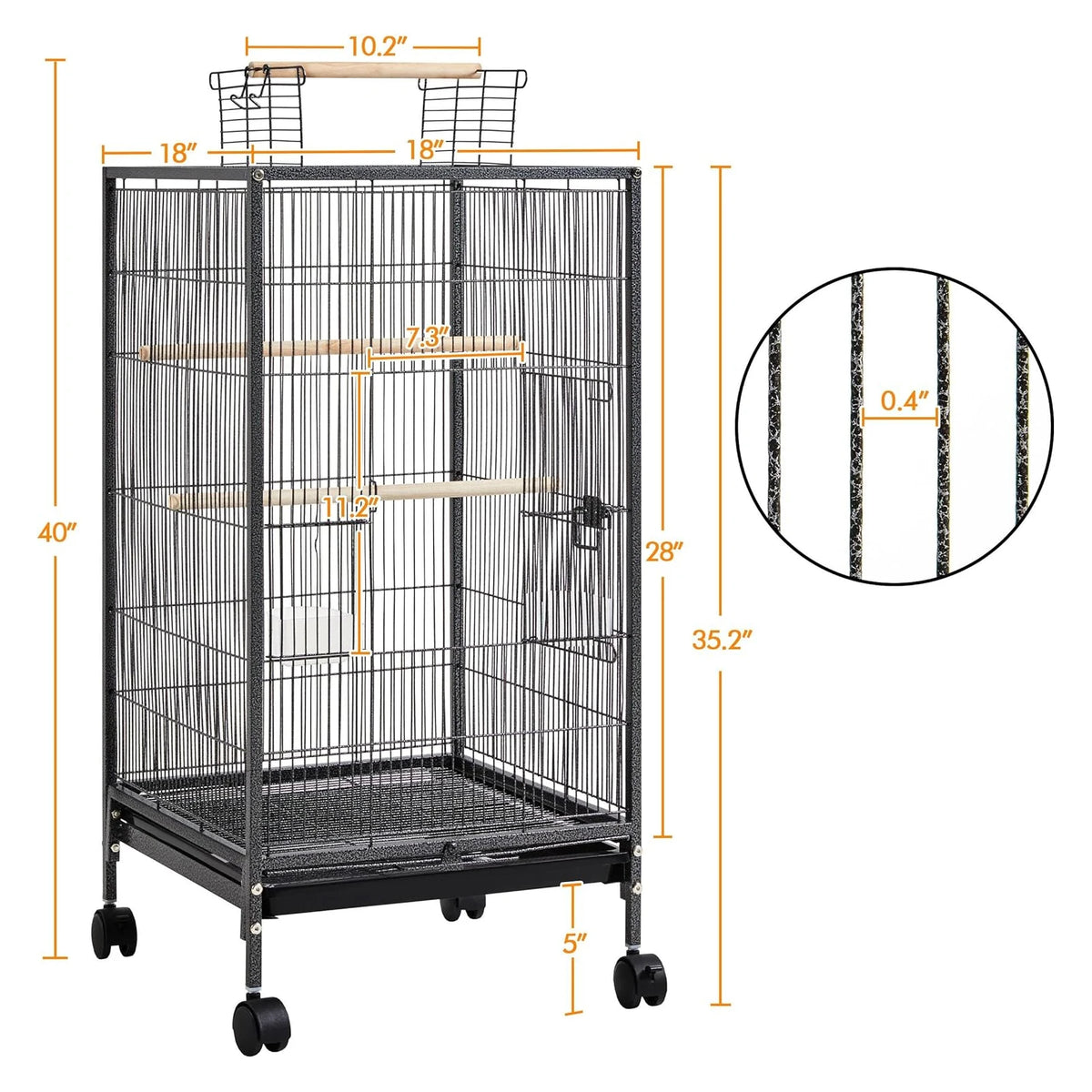 Open Top Double Parrot Cage With Rolling Storage Stand