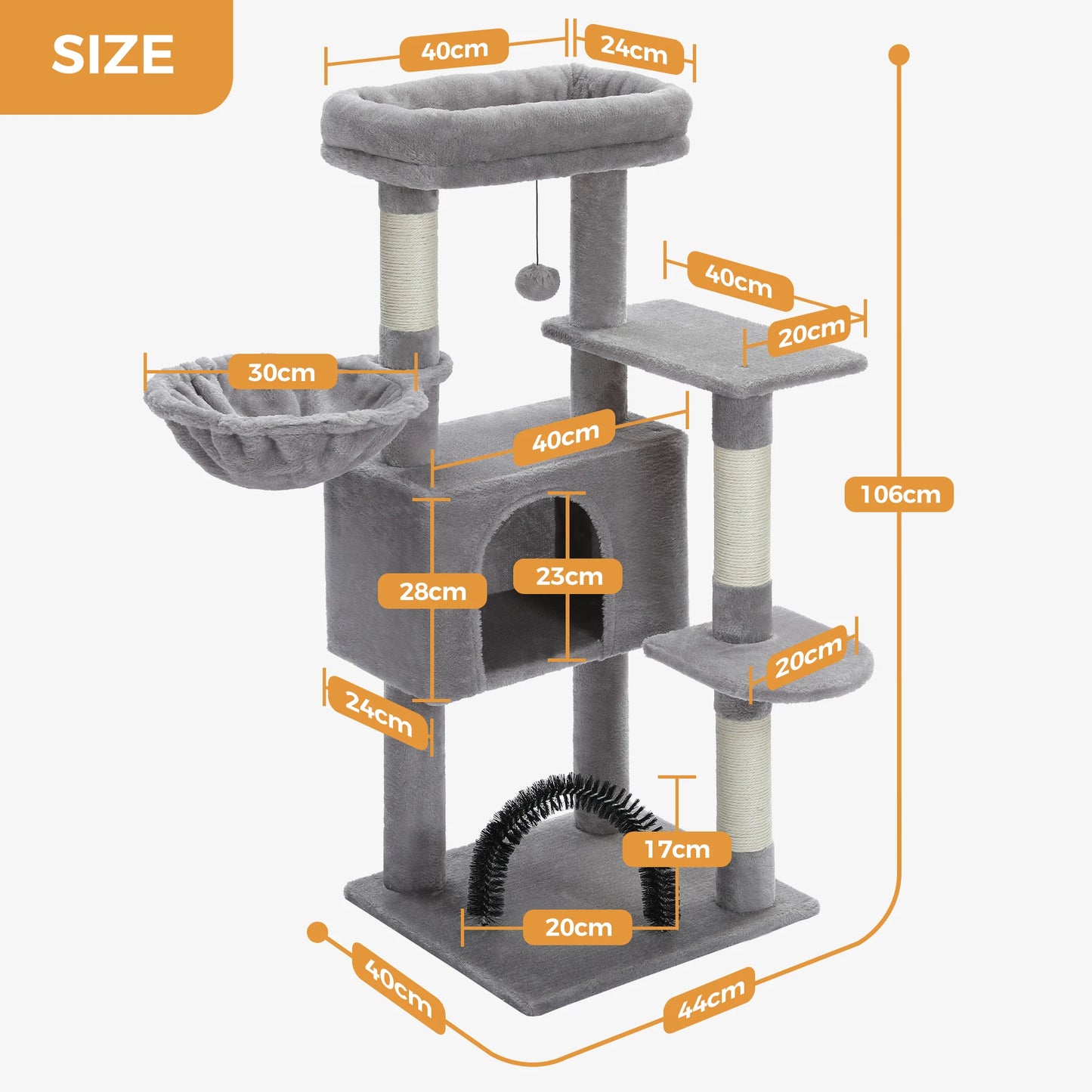 PAWZ Road Cat Tree With Plush Perch And Sisal Posts