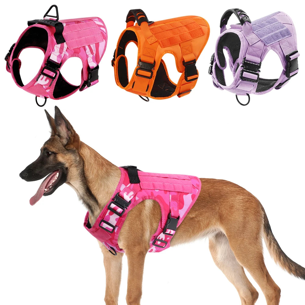Military Style Padded Nylon Dog Harness With Quick Release Buckle
