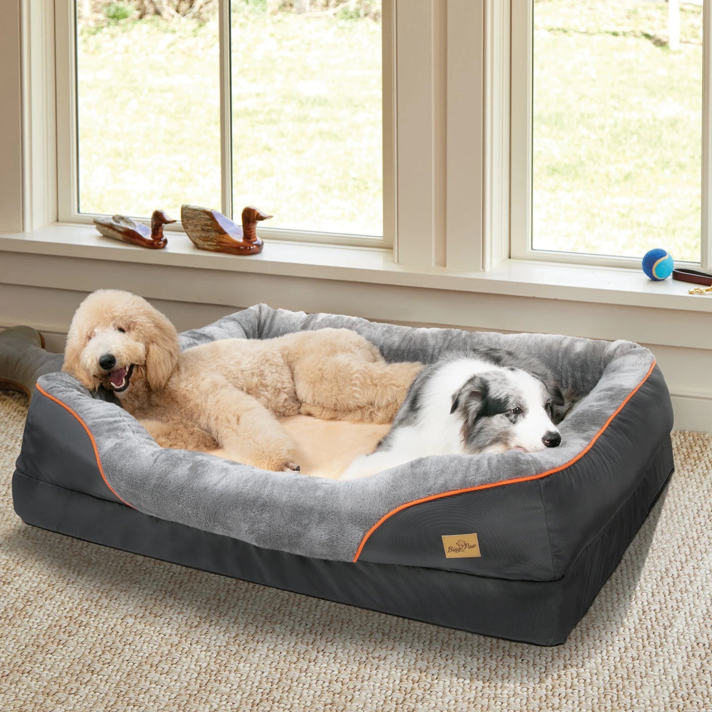 BINGOPAW Dog Bed Removable Washable Cover Anti Allergy Waterproof Warm Fleece