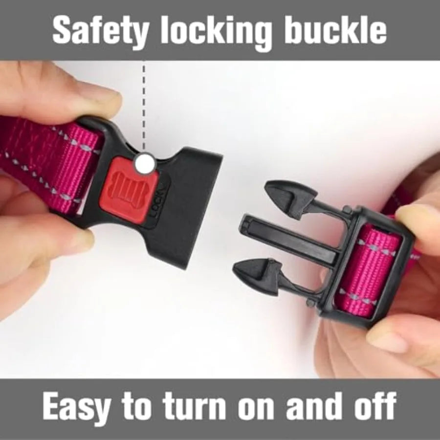 Reflective Martingale Dog Collar With Safety Lock Buckle No Slip
