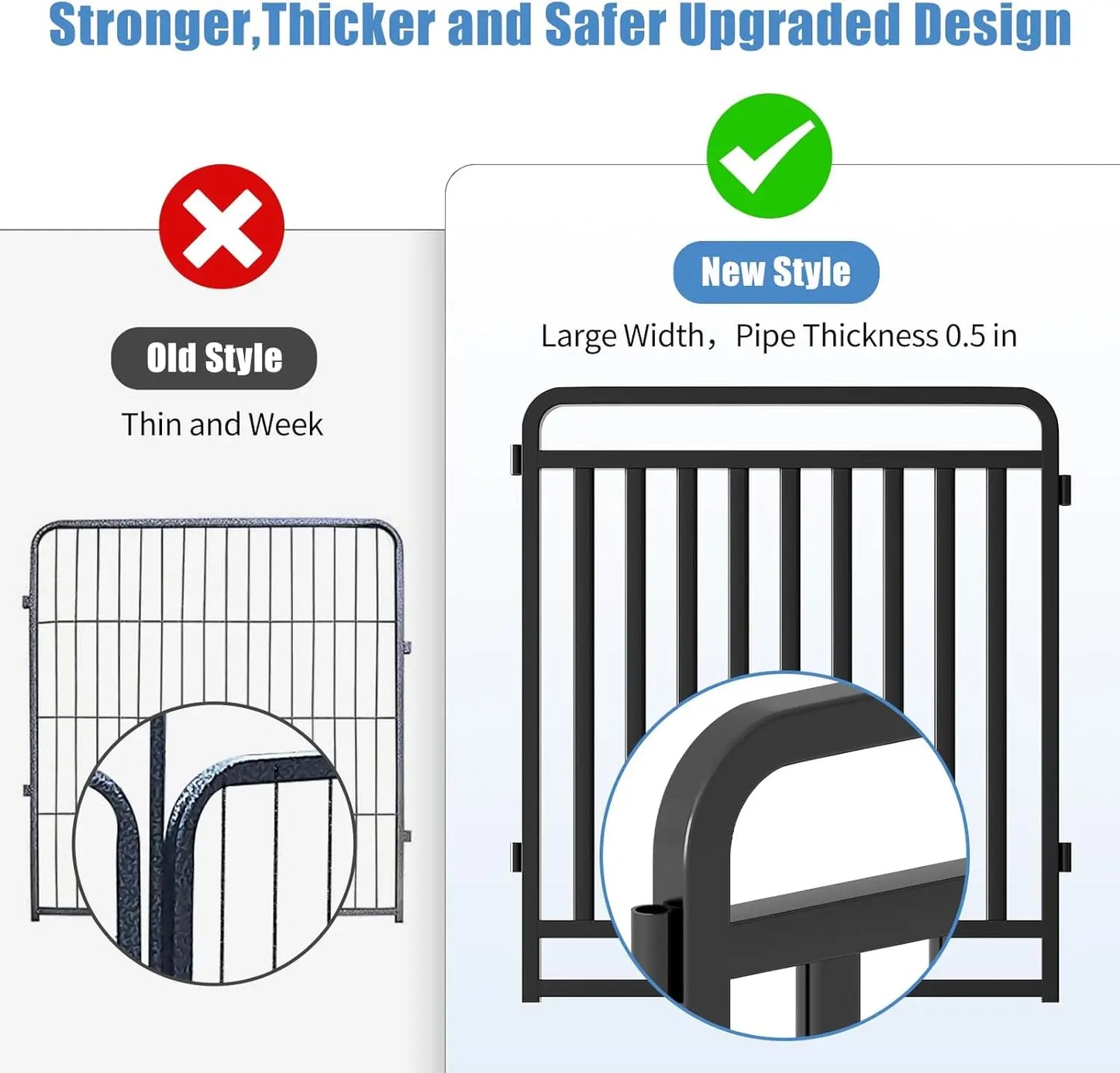 NONEDog Door Foldable Metal Dog Playpen With Durable Outdoor Fence