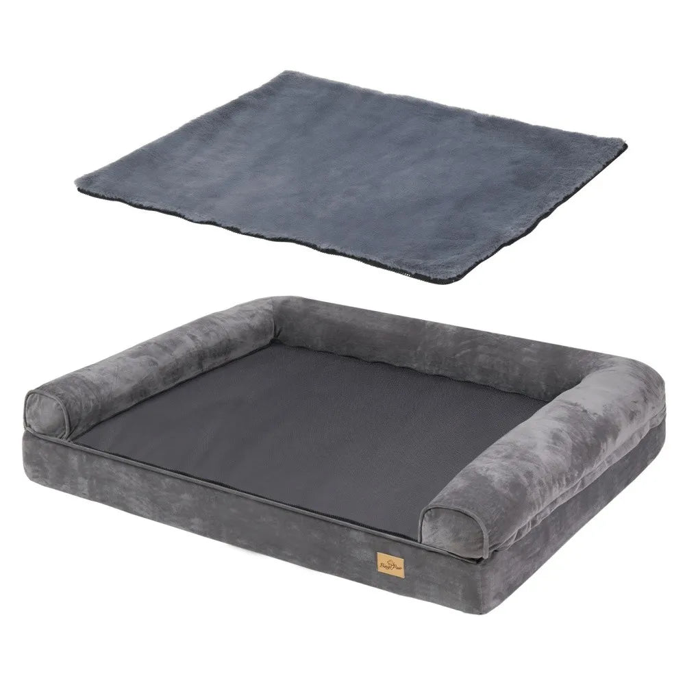 BORWART Calming Orthopedic Memory Foam Dog Bed With Removable Waterproof Cover