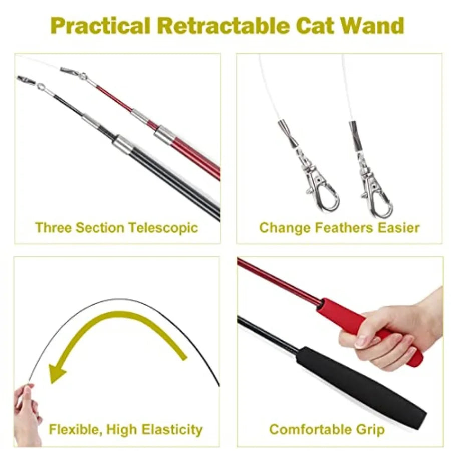 Cat Toys For Indoor Cats Interactive Wand Toys And Feather Refills