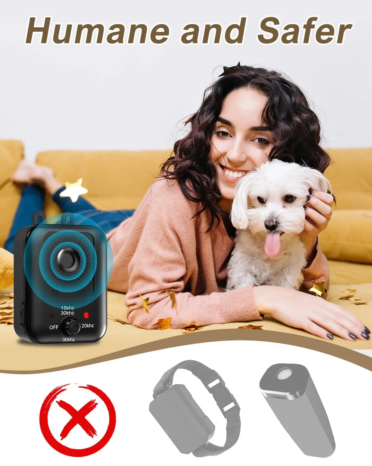 Rechargeable Ultrasonic Bark Deterrent For Dogs Indoor Outdoor