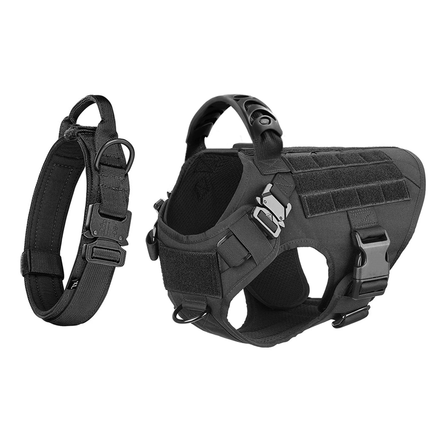 Nylon Dog Harness And Collar Set, Adjustable Tactical Vest